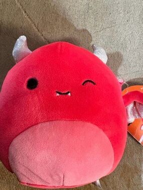 Red Winking Squishmellow Plush Devil Stuffed Toy - Soft Kids Plush